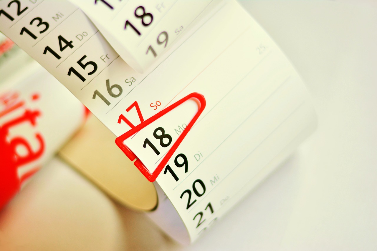 Une date marquée sur un agenda.