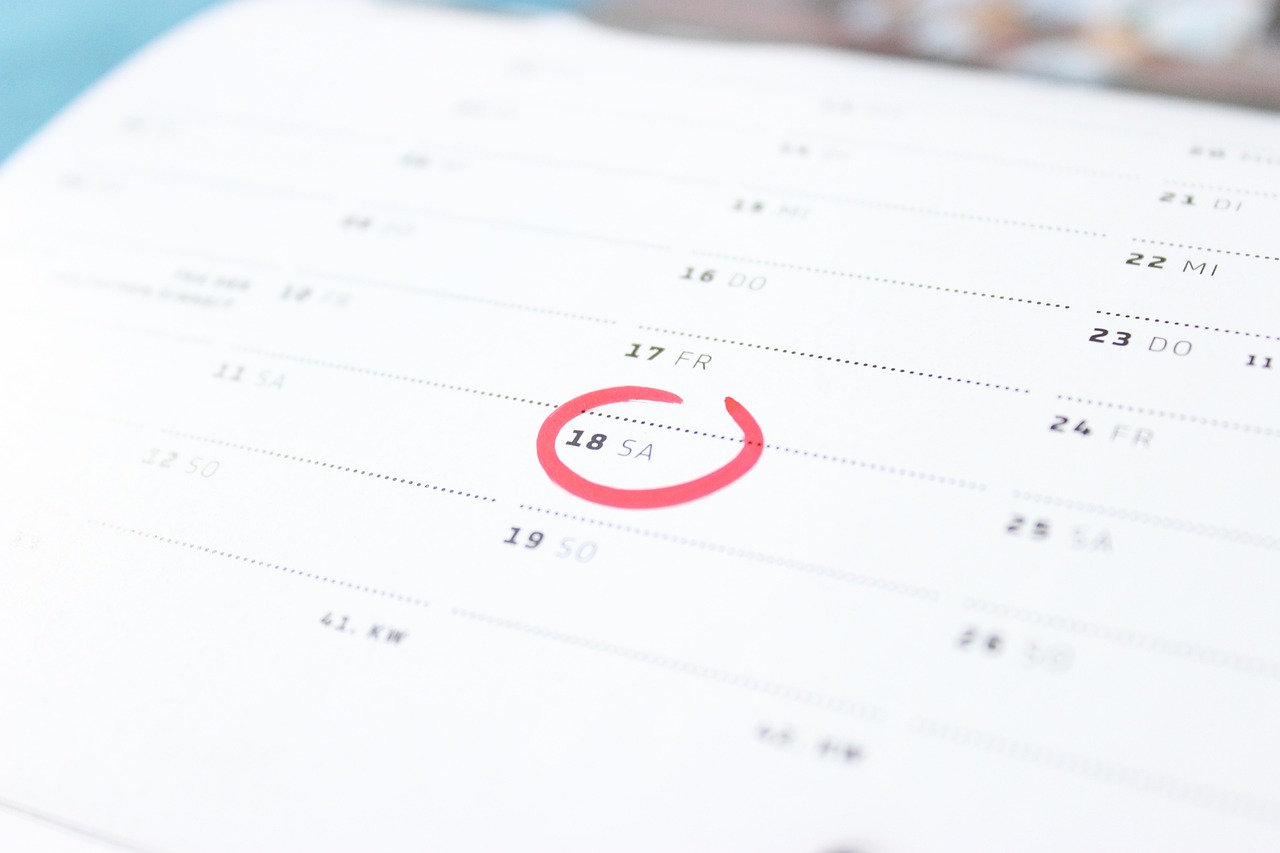 Une date marquée sur un agenda.